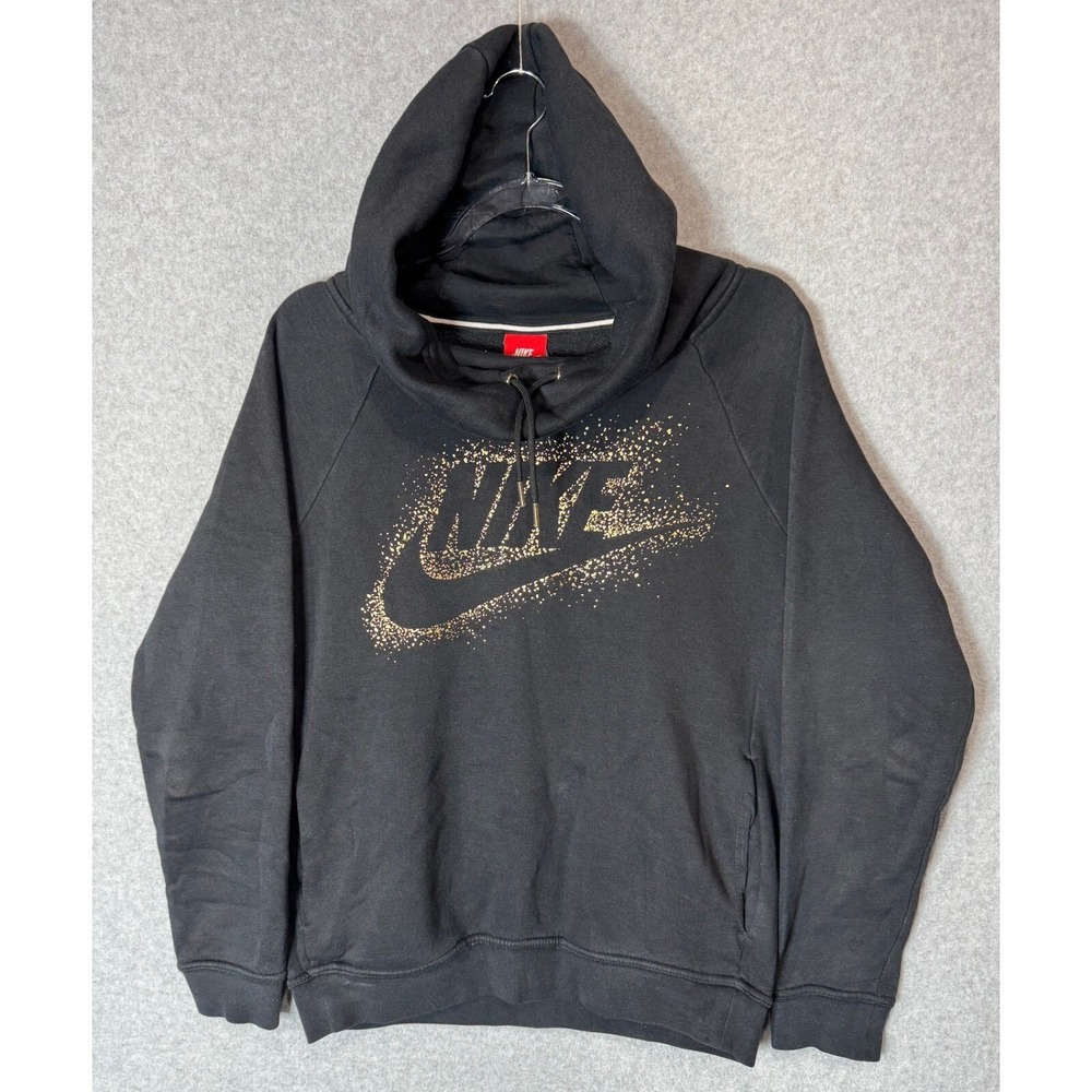 Nike Hoodie Heathered Long Sleeve Graphic Sweatshirt Pullover Womens Gray Small